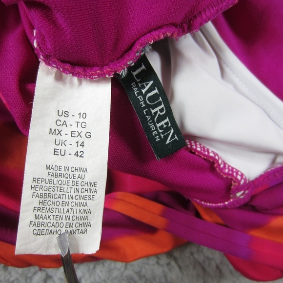 Lauren Ralph Lauren Swimsuit Womens 10 One piece  stretchy Beach colorful *Read* - Picture 11 of 15